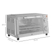 Mini sütő, 9 literes mini sütő sütőtálcával, grillráccsal, állítható hőmérséklettel és sütési idővel, rozsdamentes acél, ezüst