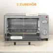 Mini sütő, 9 literes mini sütő sütőtálcával, grillráccsal, állítható hőmérséklettel és sütési idővel, rozsdamentes acél, ezüst