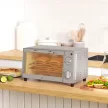 Mini sütő, 9 literes mini sütő sütőtálcával, grillráccsal, állítható hőmérséklettel és sütési idővel, rozsdamentes acél, ezüst