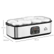 Görög joghurtkészítő fedéllel, 8 BPA-mentes üveg belső tartállyal (egyenként 180 ml), LCD kijelzővel és időzítővel, akár 1,4 liter joghurthoz, 25 W, ezüst
