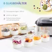 Görög joghurtkészítő fedéllel, 8 BPA-mentes üveg belső tartállyal (egyenként 180 ml), LCD kijelzővel és időzítővel, akár 1,4 liter joghurthoz, 25 W, ezüst