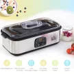 Görög joghurtkészítő fedéllel, 8 BPA-mentes üveg belső tartállyal (egyenként 180 ml), LCD kijelzővel és időzítővel, akár 1,4 liter joghurthoz, 25 W, ezüst