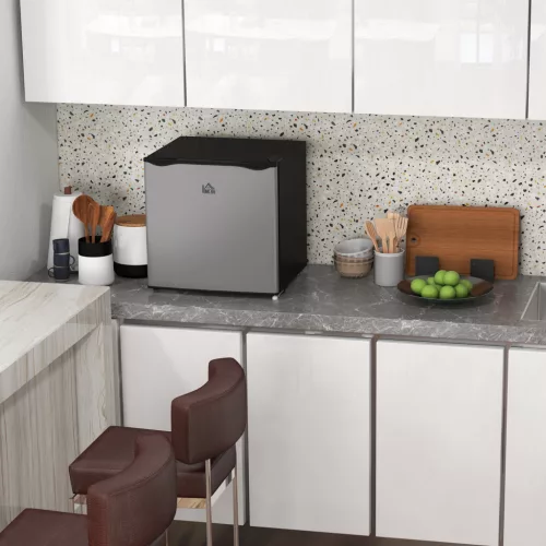 Mini fagyasztó, 35 l-es mini hűtőszekrény, -14 és -24 ℃ között, 5 fokozatú hőmérséklet-szabályozás, 47 x 44,2 x 48,8 cm, ezüst