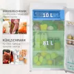 Mini hűtőszekrény, 91 literes űrtartalom, fagyasztórekesz, állítható polcok, csendes működés, kompakt méret, műanyag, acél, fehér