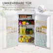 Mini hűtőszekrény, 91 literes űrtartalom, fagyasztórekesz, állítható polcok, csendes működés, kompakt méret, műanyag, acél, fehér