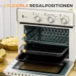 5 az 1-ben mini sütő, 20 literes űrtartalom, 1400 W, 1 sütőrács, 1 sütőlap, 60 perces időzítő