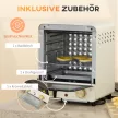  Mini Ofen 15L Fassungsvermögen, höhenverstellbares Backblech und Gitterrost, 1000W, Cremeweiß