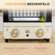  Mini Ofen 15L Fassungsvermögen, höhenverstellbares Backblech und Gitterrost, 1000W, Cremeweiß