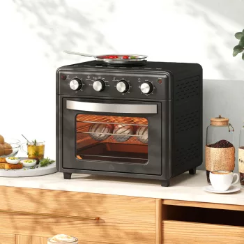   Mini sütő, légkeveréses fritőz, 90-230°C, 7 program, tartozékok, fekete