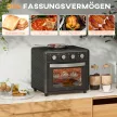 Mini sütő, légkeveréses fritőz, 90-230°C, 7 program, tartozékok, fekete
