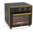 Mini sütő, 20 literes, olajmentes sütés, grillezés, sütés, légkeveréses, 90-230°C, időzítő, 1400W, fekete+arany