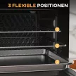 Mini sütő, 20 literes, olajmentes sütés, grillezés, sütés, légkeveréses, 90-230°C, időzítő, 1400W, fekete+arany
