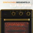 Mini sütő, 20 literes, olajmentes sütés, grillezés, sütés, légkeveréses, 90-230°C, időzítő, 1400W, fekete+arany