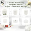 Joghurtkészítő, 1,5 literes joghurtkészítő szűrővel, fedővel, 20 W-os görög joghurthoz való joghurtkészítő, 3-5 fő részére, 19,5x17,5x21,4 cm, fehér