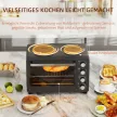 28 literes kenyérpirító, kompakt sütő főzéshez és grillezéshez, elektromos sütő sütőtálcával, grillráccsal, 2600 W, fekete