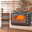 28 literes kenyérpirító, kompakt sütő főzéshez és grillezéshez, elektromos sütő sütőtálcával, grillráccsal, 2600 W, fekete