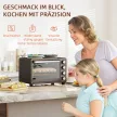 28 literes kenyérpirító, kompakt sütő főzéshez és grillezéshez, elektromos sütő sütőtálcával, grillráccsal, 2600 W, fekete