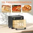 Mini sütő légkeveréssel, légkeveréses fritőzzel, időzítővel, belső világítással, 10 literes, fekete
