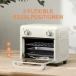 10 literes hőlégbefúvásos sütő grillezéshez, sütéshez és olajban sütéshez, időzítővel, 1000 W-tal, mosogatógépben mosható, krémfehér