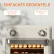 10 literes hőlégbefúvásos sütő grillezéshez, sütéshez és olajban sütéshez, időzítővel, 1000 W-tal, mosogatógépben mosható, krémfehér