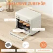 10 literes hőlégbefúvásos sütő grillezéshez, sütéshez és olajban sütéshez, időzítővel, 1000 W-tal, mosogatógépben mosható, krémfehér