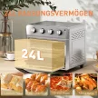 Mini sütő légkeveréses sütővel, légkeveréses fritőzzel, 6 fűtési móddal, időzítővel, tartozékokkal, 24 literes, ezüst színű