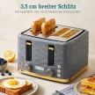 4 szeletes kenyérpirító 7 pirítási szinttel, magas süllyesztéssel, újramelegítés/kiolvasztás/törlés funkcióval, szürke hullámos dizájnnal
