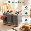 4 szeletes kenyérpirító 7 pirítási szinttel, magas süllyesztéssel, újramelegítés/kiolvasztás/törlés funkcióval, szürke hullámos dizájnnal