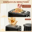 Konyhai szett vízforralóval és kenyérpirítóval, 7 pirítási szint, gyorsforralás, rozsdamentes acél, műanyag, fekete