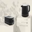 1,7 literes vízforralóból és 6 pirítási fokozattal rendelkező kenyérpirítóból álló szett, fekete/acél