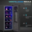 12 palackos borhűtő, üvegajtóval, LED világítású italhűtő, érintőképernyő, fekete
