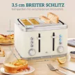 2200 W-os, 1,7 literes vízforraló gyorsforraló funkcióval, vízkőoldó szűrővel és 4 szeletes kenyérpirítóval, 7 pirítási fokozattal és krémszínű sütővel