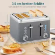 2200 W-os, 1,7 literes vízforraló gyorsforraló funkcióval, vízkőoldó szűrővel és 4 szeletes kenyérpirítóval, 7 pirítási fokozattal, szürke színben