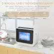 Asztali mosogatógép, mini mosogatógép 6 literes tartállyal, 5 programmal, LED kijelzővel, szárítási funkcióval, fehér