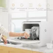 Asztali mosogatógép, mini mosogatógép 6 literes tartállyal, 5 programmal, LED kijelzővel, szárítási funkcióval, fehér