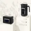 Vízforraló és kenyérpirító szett LED érintőképernyővel, 1,7 l, 2 kenyérpirító nyílással, különböző üzemmódokkal és funkciókkal, fekete