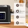 Vízforraló és kenyérpirító szett LED érintőképernyővel, 1,7 l, 2 kenyérpirító nyílással, különböző üzemmódokkal és funkciókkal, fekete
