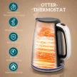 Vízforraló és kenyérpirító szett, 2200W, Otter termosztát, 2 szeletes kenyérpirító, 7 pirítási szint, morzsatálca, fekete