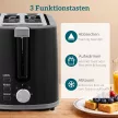 Vízforraló és kenyérpirító szett, 2200W, Otter termosztát, 2 szeletes kenyérpirító, 7 pirítási szint, morzsatálca, fekete