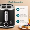 Vízforraló és kenyérpirító szett, LED kijelző, 1,7 liter, 2200 W, retró dizájn, memória funkció, fekete
