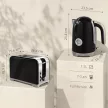 Vízforraló és kenyérpirító készlet hőmérővel, 1,7 l, 2200 W-os vízforraló, 2 szeletes kenyérpirító 7 pirítási szinttel