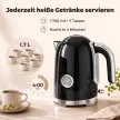 Vízforraló és kenyérpirító készlet hőmérővel, 1,7 l, 2200 W-os vízforraló, 2 szeletes kenyérpirító 7 pirítási szinttel