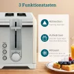Vízforraló és kenyérpirító szett, 2200 W, 7 pirítási szint, különböző funkciók, krémszínű