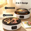 Dupla kerámia főzőlap, 2 az 1-ben kialakítás, főzéshez és grillezéshez, 2000 W, 4 hőfokozat, LED kijelző, csepptálca, fehér