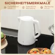 Elektrischer Wasserkocher, 1,7L Schnellkochfunktion, 2200W, mit herausnehmbarem Kalkfilter, Abschaltautomatik, Cremeweiß