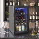 Weinkühlschrank 24 Flaschen, 68 Liter Kapazität, 4–16 °C Standgerät für Getränke, Bier und Wein mit Glas-Tür, Schwarz