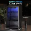 Weinkühlschrank 24 Flaschen, 68 Liter Kapazität, 4–16 °C Standgerät für Getränke, Bier und Wein mit Glas-Tür, Schwarz