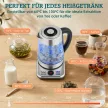 Elektromos vízforraló, 1,7 literes, gyorsforraló, 2200 W-os, UK Strix termosztáttal, teaszűrővel, melegen tartó funkcióval