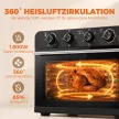 Forró levegős fritőz légkeveréses és forgónyársas sütővel, hőmérséklet-szabályozással, időzítővel, 1800 W
