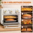 12 literes mini légkeveréses fritőz/sütő légkeveréssel, 5 programmal, sütőtálcával és sütőkosárral, 1200 W, mosogatógépben mosható